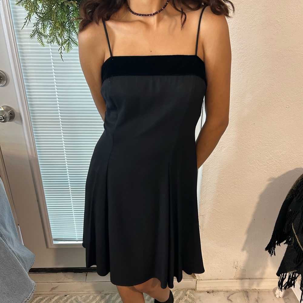 90s Velvet Trim Mini/Midi Dress